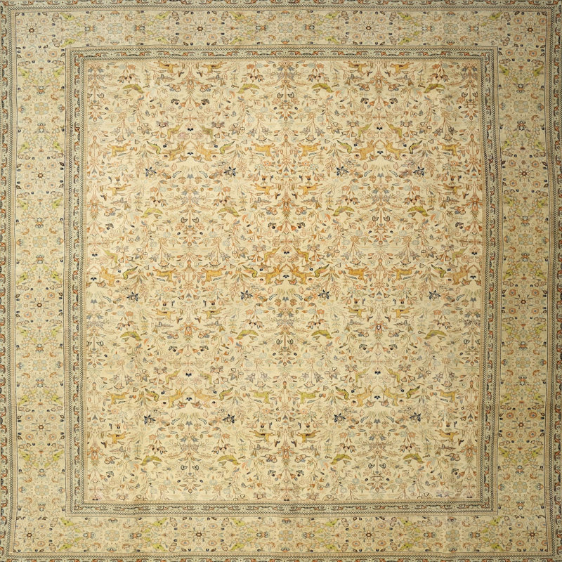 Tapis à motif oriental crème, Carré 7 pi
