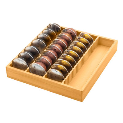 Bamboo Coffee Pod Storage Holder Drawer Insert For Counter Compatible With Vertuoline Capsules For Kitchen, Home, Office, Coffee Station,Small