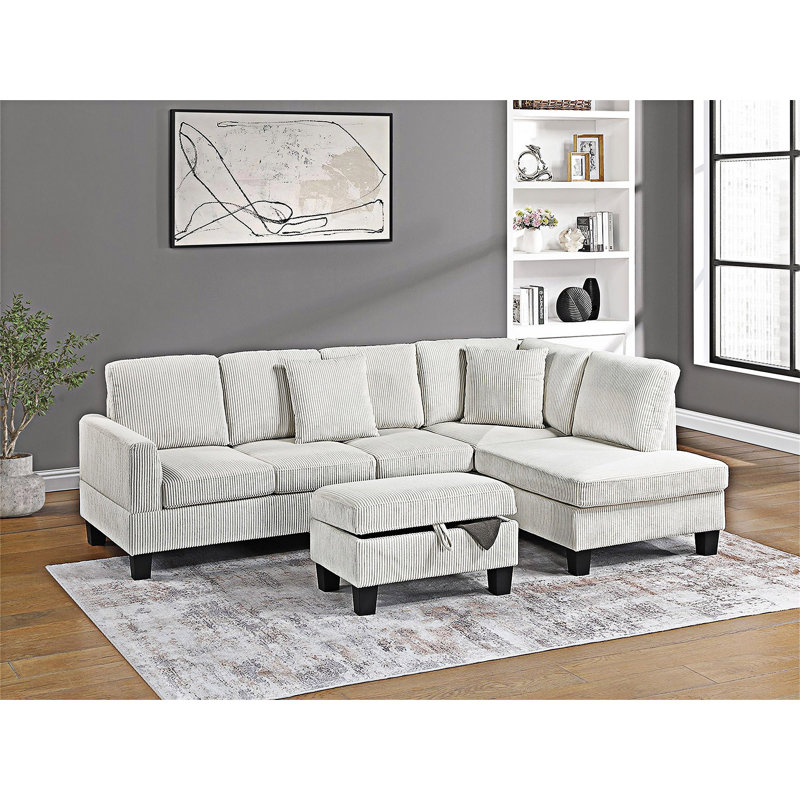 Ensemble modulaire avec repose-pieds avec rangement, Beige