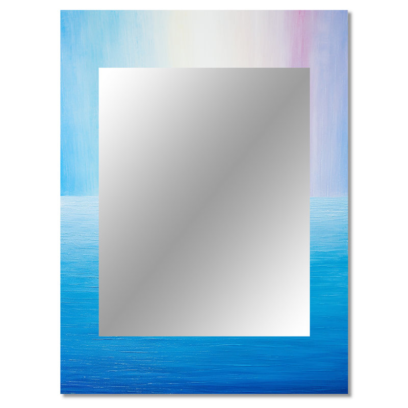 «Blue Spectral Solitude - Abstract Shapes Unique Wall Mirror», 40 po x 30 po
