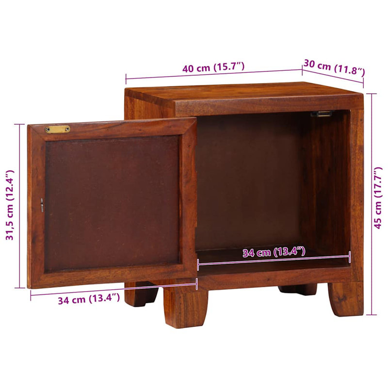 40cm W Solid Wood Bedside Table