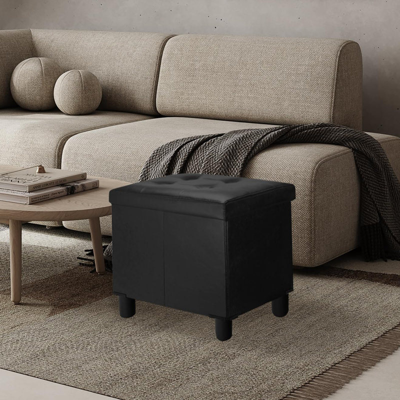 Repose-pieds cubique avec rangement 18 pouces, Noir