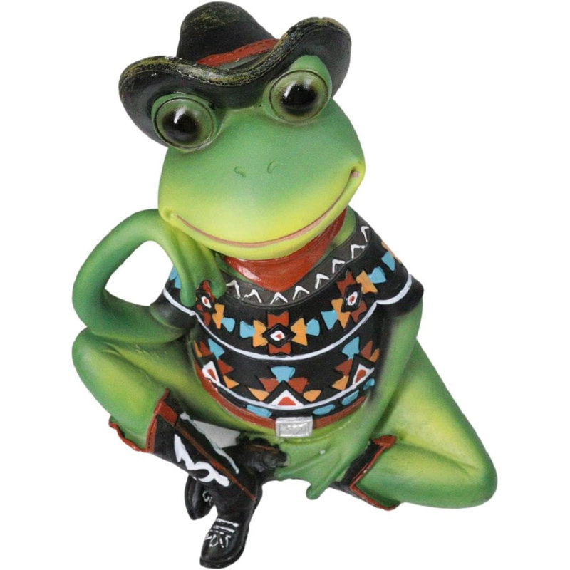 Figurine Western Western Cowboy Toad Frog avec bottes noires et Serape