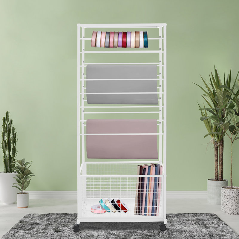 Support de rangement 16 rubans, Blanc, H 59,06 po x l 26,38 po x P 12,6 po