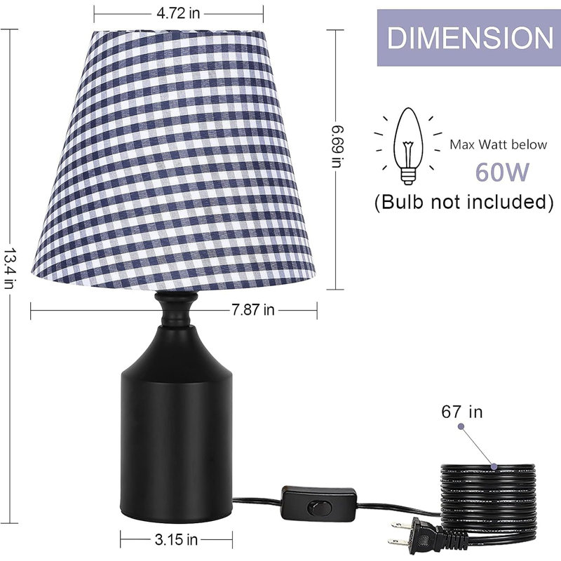Lampe de bureau industrielle avec cordon d'alimentation, ampoule de 60 W maximum (ampoule non incluse) de style rétro Edison pour bureau de chambre à coucher