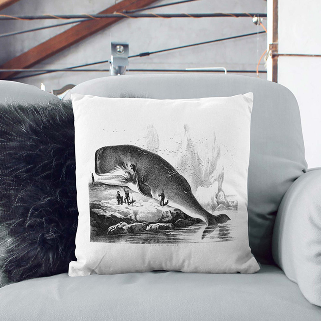 Hunted Sperm Whale by John Karst Cushion with Filling