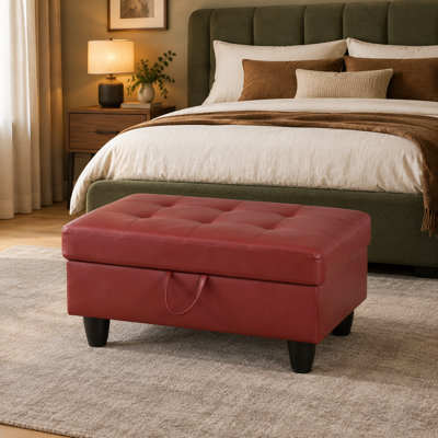 Repose-pieds avec rangement en faux cuir