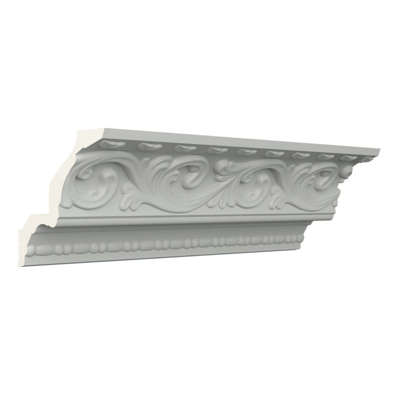 Endurathane Madeline Crown Moulding, 4"H x 4"P x 5 5/8"F x 96"L, Factory Primed