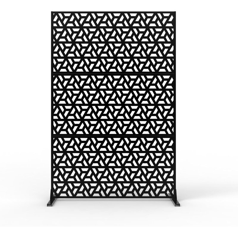 Metal Privacy Screen, 3-Panel Outdoor Divider With Hook- 72" H x 47" W