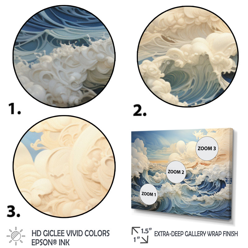 «Clouds Celestial Landscape II», impression d'art mural, Cadre flottant doré, H 16 po x l 32 po x P 1 po