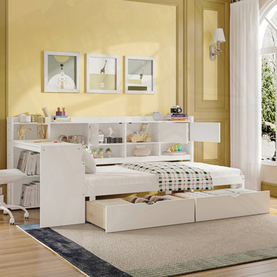 Lit de jour simple avec armoires et tiroirs