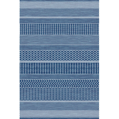 Blue-Toned Geometric Patterned Modern Decorative Rug