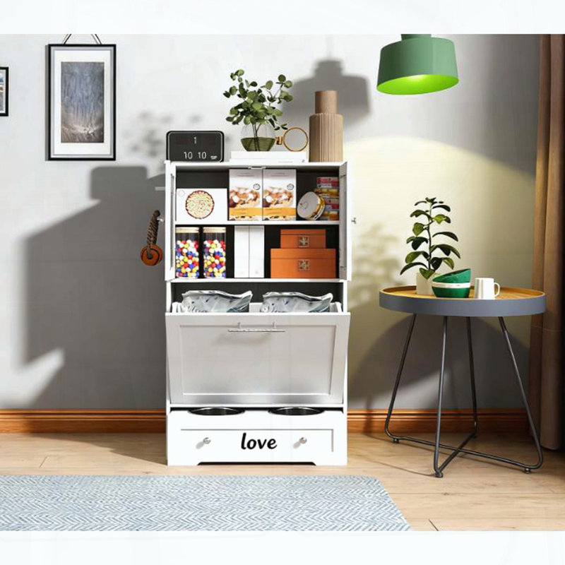 Armoire de rangement pour animaux avec bols surélevés pour chien