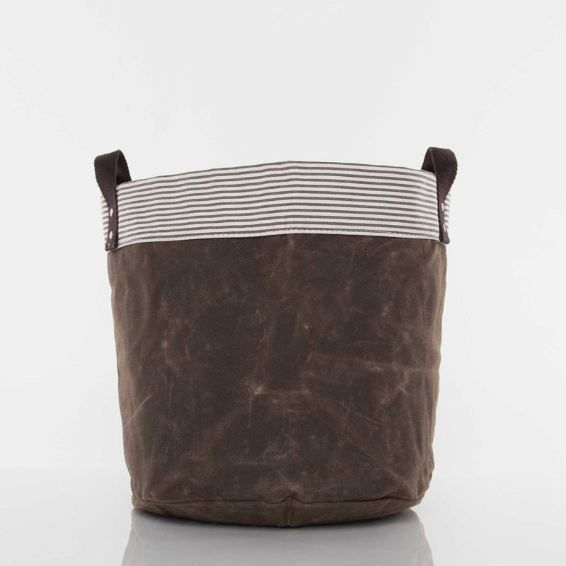 Bac de rangement en tissu ciré, Olive, Petit