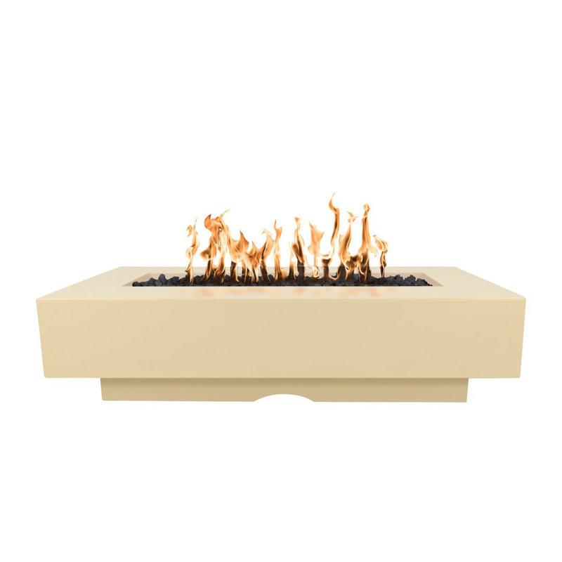 Del Mar Rectangle Concrete Smokeless Fire Pit, Liquid Propane, 15" H x 96" W x 28" D, Vanilla