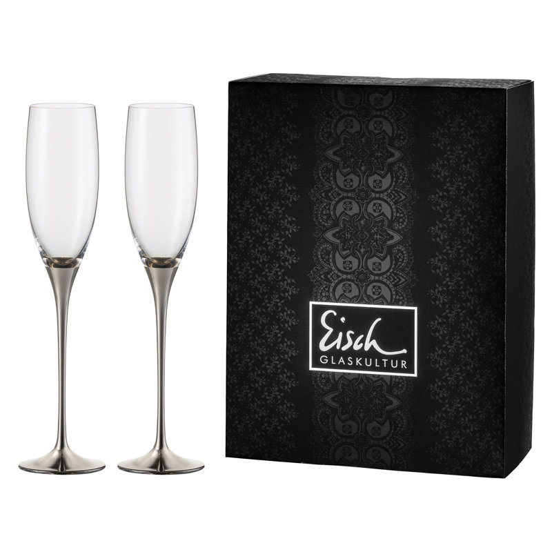 Barbarajean 180ml Flute Set, Clear/Silver