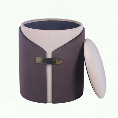 Two-Toned Storage Ottoman with Gold Accents