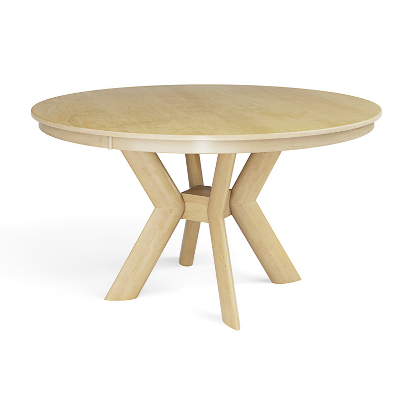 Gysbert Maple Round Solid Wood Dining Table, Natural, 60" W x 60" L