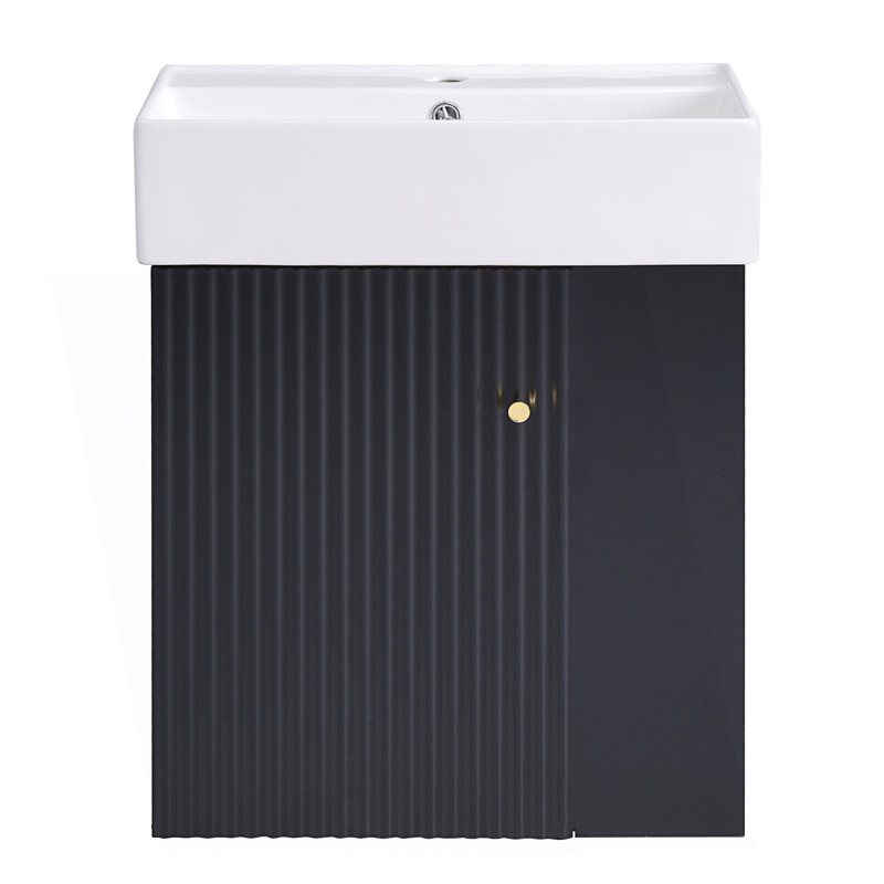 Meuble-lavabo flottant moderne avec lavabo en céramique, Noir
