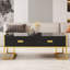 Table basse moderne moderne avec 4 tiroirs de rangement, grand plateau de table et base de support décorative pour salon contemporain-371406720