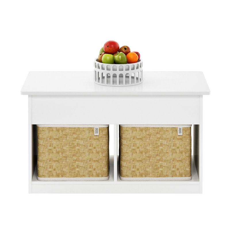 Table basse à plateau relevable Jensen, chêne français, Blanc