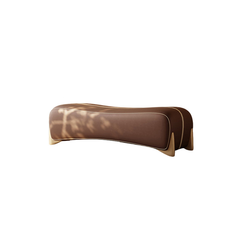 Banc rembourré en cuir, Café