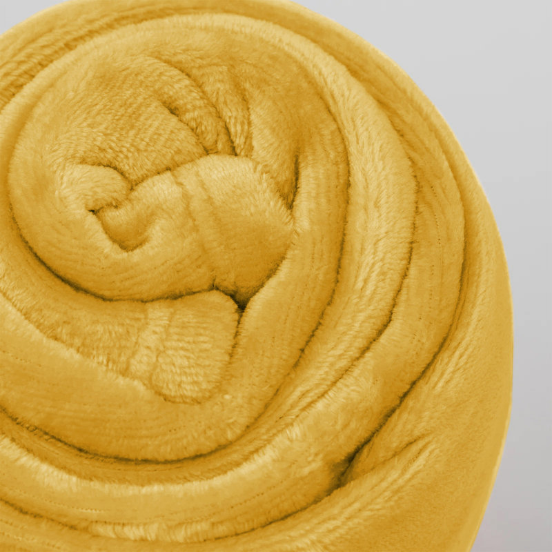 Reversible Mink Faux Plush Fur Fleece Blanket, Ochre, Queen