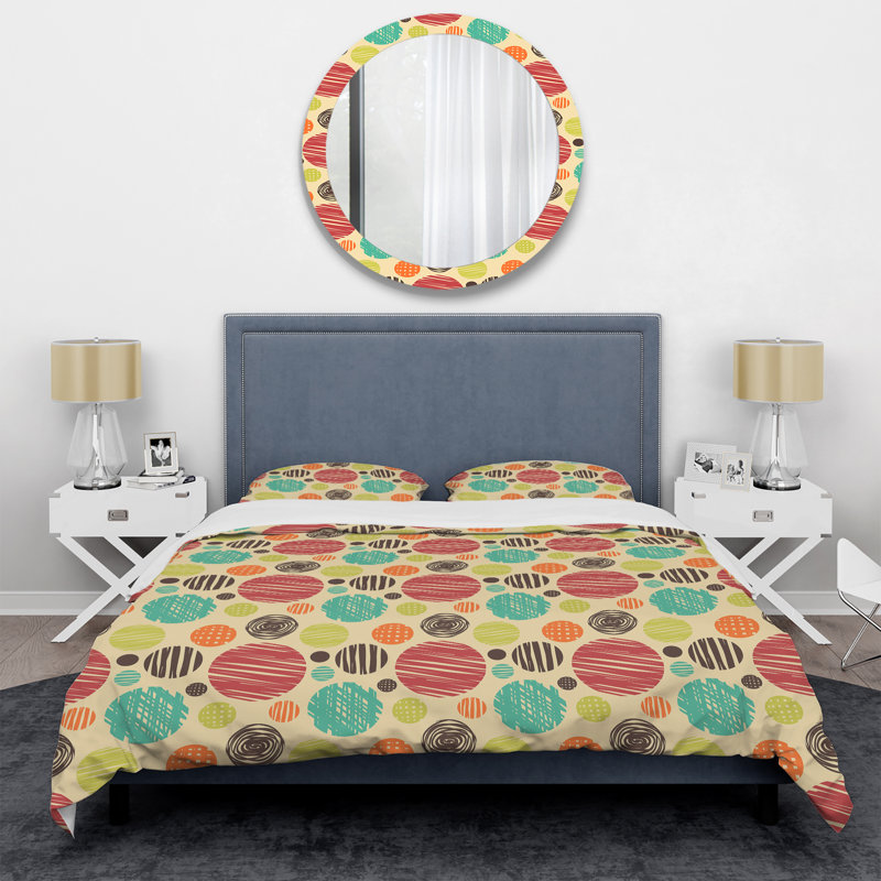 Motif de cercles multicolores - ensemble de housse de couette abstrait - polyester microfibre