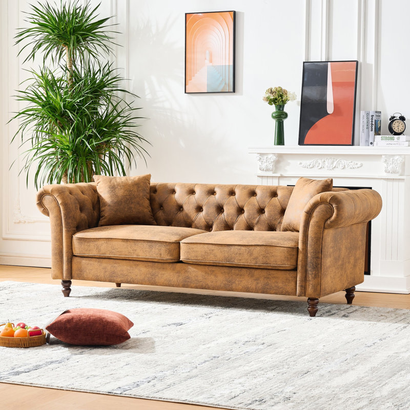 Canapé brun 83 po Mid Century, Brown