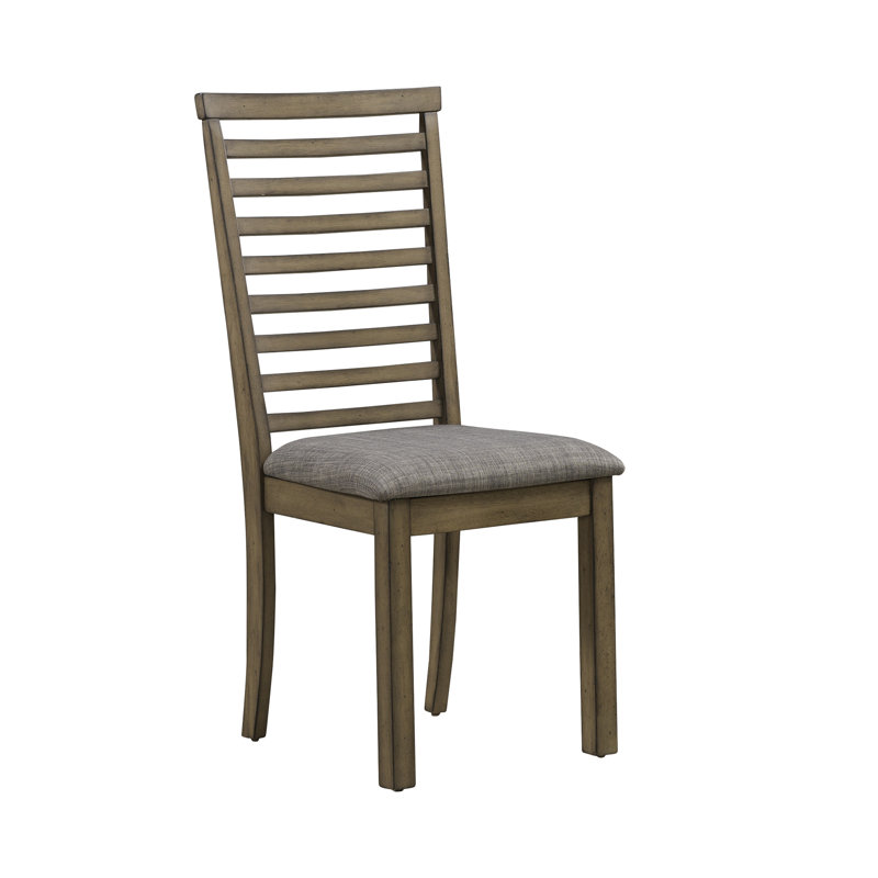 Luz Upholstered Ladder Back Side Chair, Light Brown/Brown