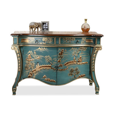 Blue Solid + Manufactured Wood Free form Console Table