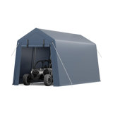 Outdoor Storage Shed with Roll-Up Zipper Door & Windows, Heavy Duty 19-Gauge Galvanized Steel Frame, 220gsm Waterproof Tarp, Portable Carport for Motorcycle, Bike, Tools, Firewood