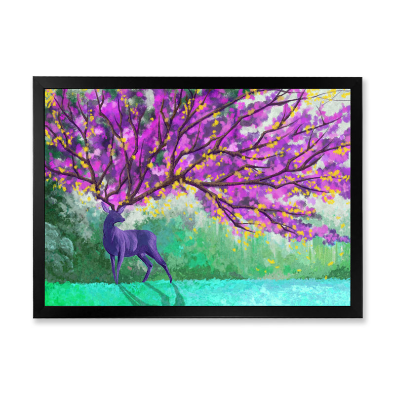 " Mystery Deer Emperor Fantastic ", Black Picture Framed, 8" H x 12" W x 1" D