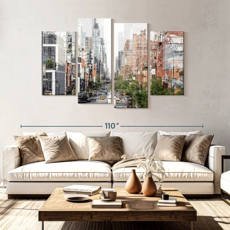 Abstraction urbaine de Sirci, bâtiments de Manhattan, H 54 po x l 84 po