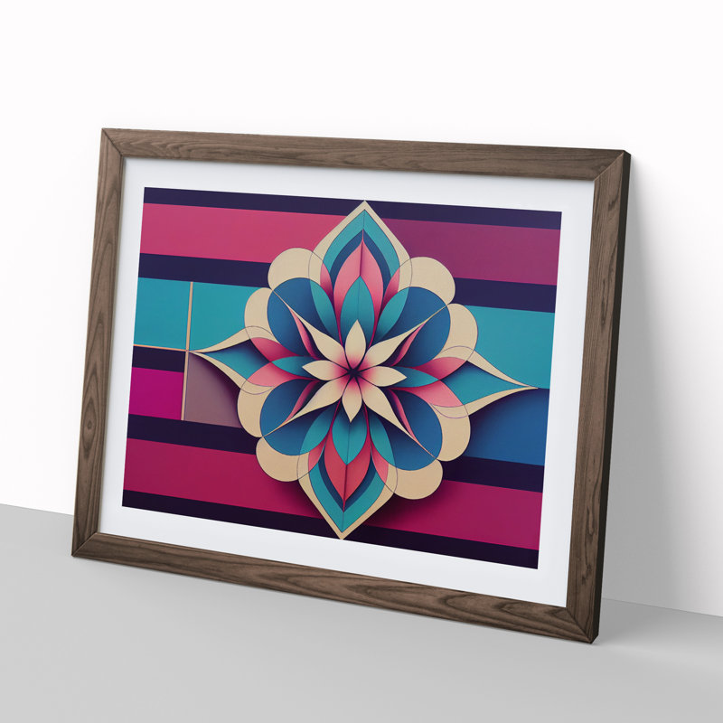 Awe Inspiring Modern Flower 1 Piece Single Picture Frame Wall Art, 46cm H x 64cm W x 2cm D, Walnut Framed