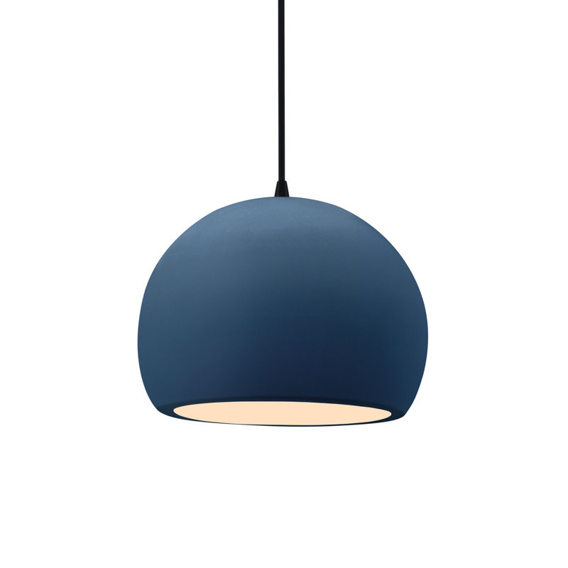 Luminaire suspendu à 1 lumière Aschwin, H 6 po x l 7 po x P 7 po, Ciel à minuit / blanc mat, Noir mat