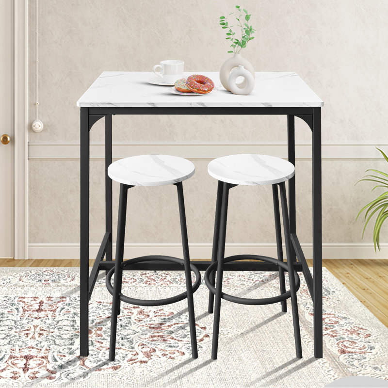 Traylon 2 - Person Four Leg Dining Set, Black, Black/White