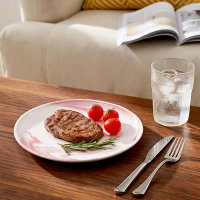 Service de table HomeVSS en porcelaine fine marbrée artisanale, 16 pièces pour 4 personnes