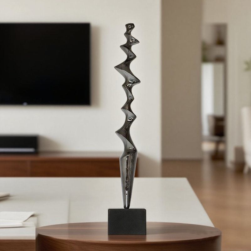 Sculpture étape par étape, escalade vers le haut en marbre de résine abstraite, Noir et or