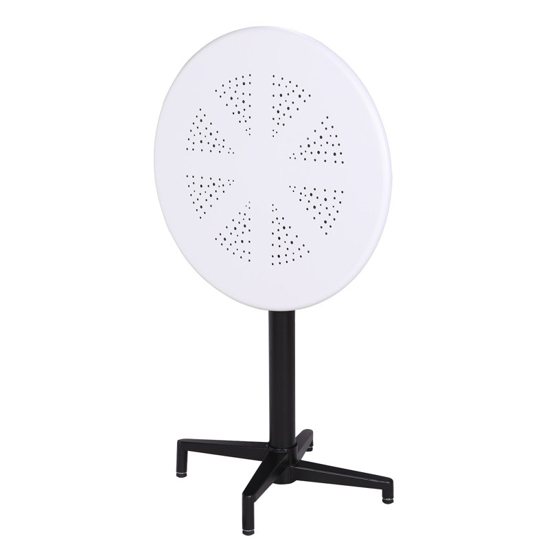 Round Metal Folding Outdoor Balcony Table , in. W in. D, Frosted White, 30" x 30" x 30" 