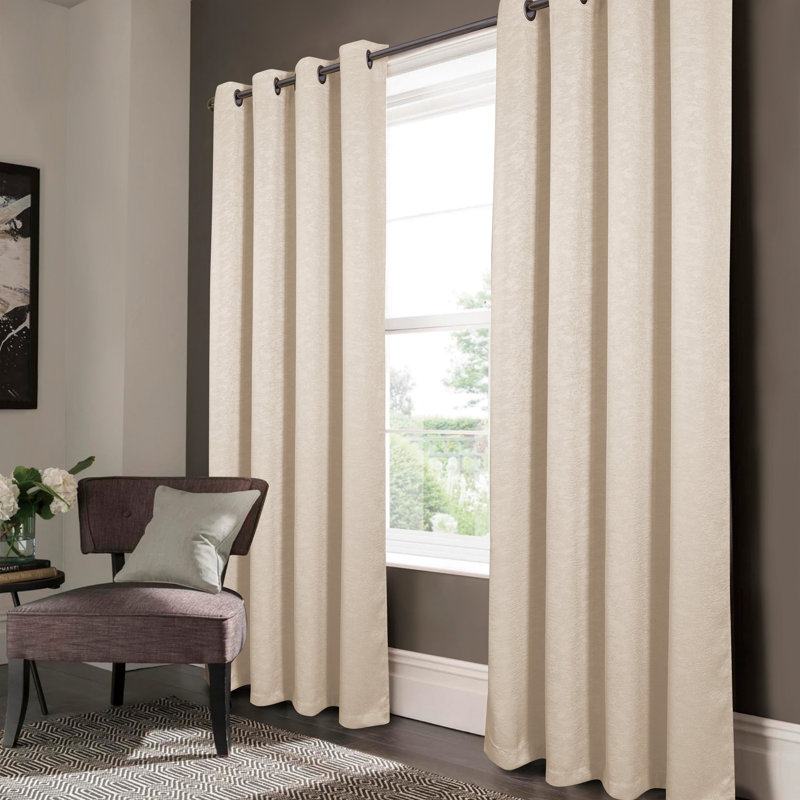 Panneau de rideau simple occultant et isolant avec œillets de couleur unie, Beige, L 52 po x L 95 po
