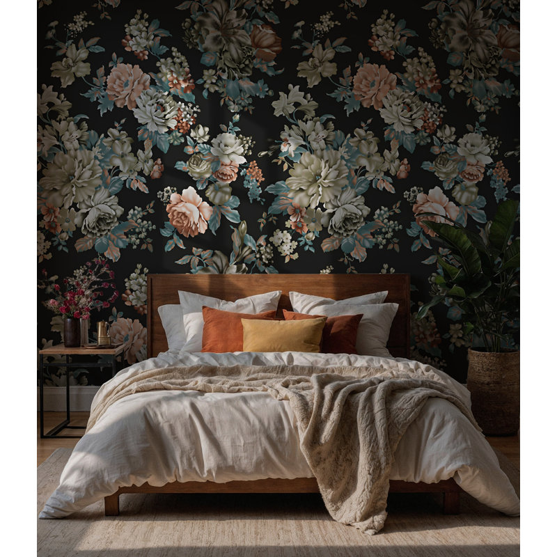 Papier peint floral rétro Moody