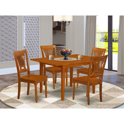 L'ensemble de mobilier de salle à manger 5 pièces comprend une table de cuisine rectangulaire avec rallonge papillon et 4 chaises de salle à manger, brun selle