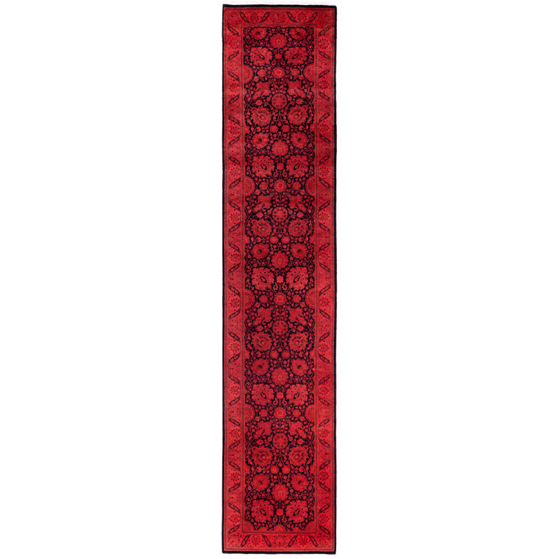 Overdyed Hand-Knotted Wool Modern-Contemporary Pink Runner 2' 7" x 12' 10"