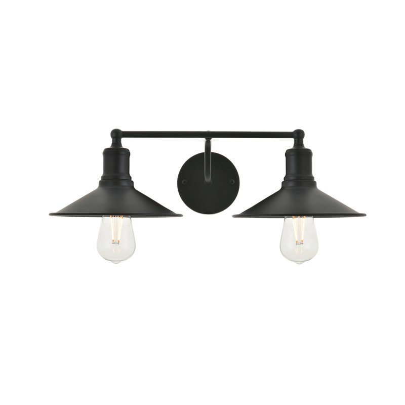 Éclairage pour salle de bain 3 lumières à intensité variable Elborough, Noir, H 5,8 po x l 20,9 po x P 20,9 po, Deux lumières