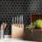 Metro 2" Hex Matte Black 11-1/8 in. x 12-5/8 in. Porcelain Mosaic Floor and Wall Tile