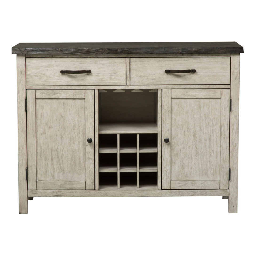 Janiya Rustic White Sideboard w/ Wine Storage Laurel Foundry Modern Farmhouse®