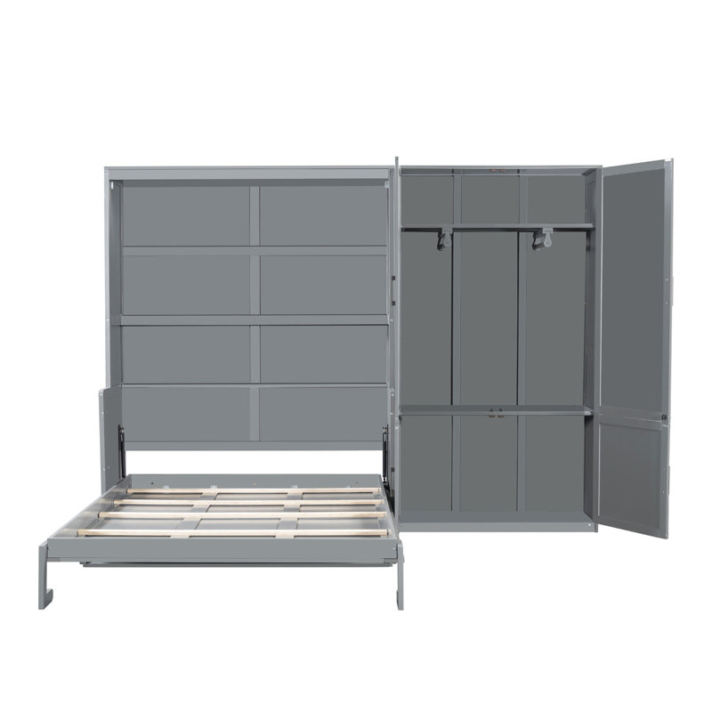 Grand lit gris qui maximise l'espace, le confort et le style contemporain pour une utilisation efficace de l'espace