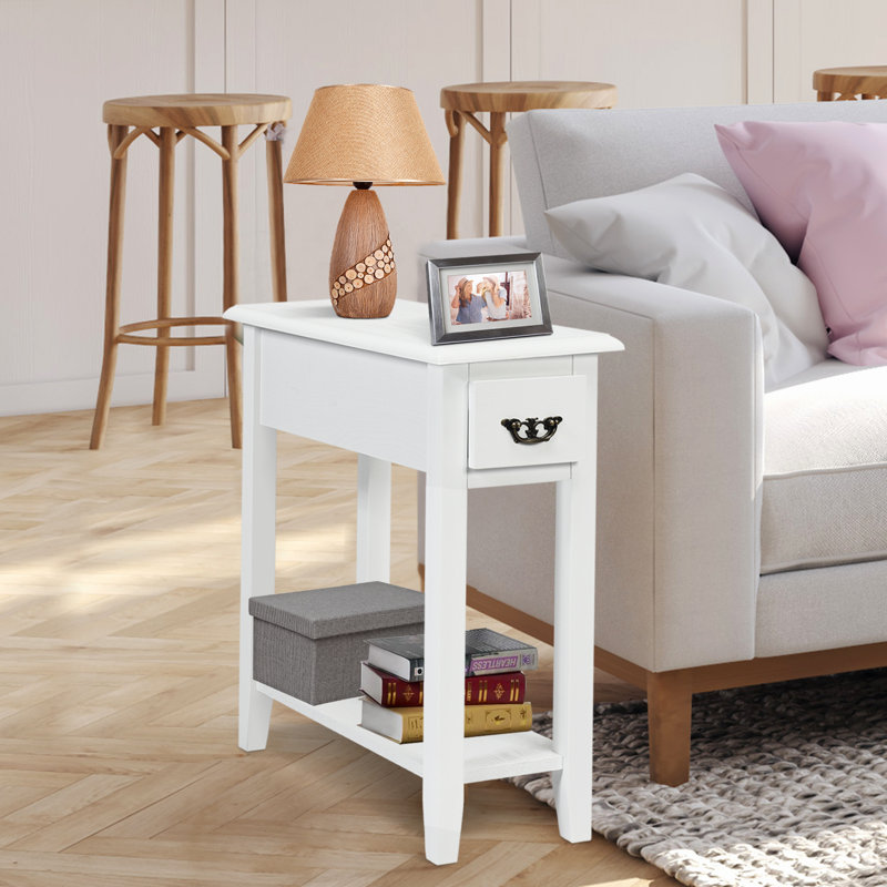 Avon Side Table with Storage, White