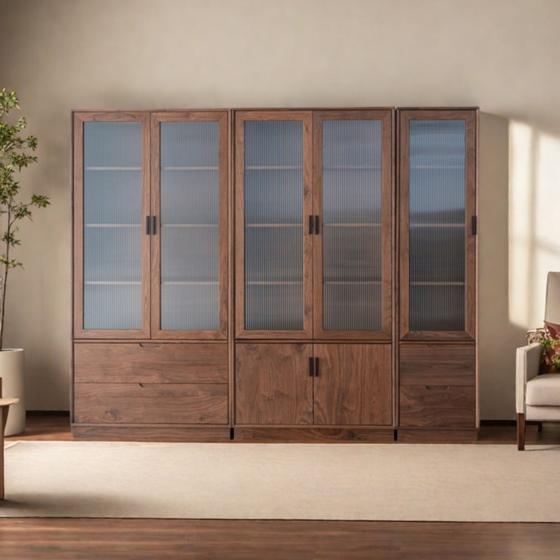 Light luxury black walnut bookcase
